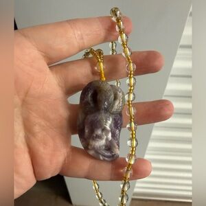 Chevron Amethyst Skull Pendant and Beaded Necklace